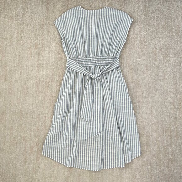 Max Studio Smocked Striped Cotton Summer Boho Hilo Midi Dress With Pockets XL - Picture 4 of 11